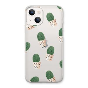 Cactusprint roze: iPhone 13 Transparant Hoesje