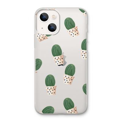 Cactusprint roze: iPhone 13 Transparant Hoesje
