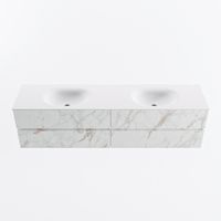 MONDIAZ VICA 190cm badmeubel onderkast Carrara 4 lades. Wastafel MOON dubbel zonder kraangat, kleur Talc. - thumbnail