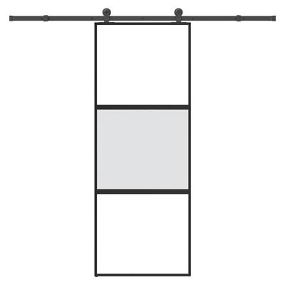 Schuifdeur met beslag 76x205 cm gehard glas en aluminium