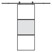 Schuifdeur met beslag 76x205 cm gehard glas en aluminium