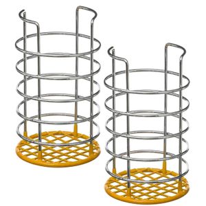 Set van 2x stuks ronde keukengerei houder zilver/geel 19,5 cm van RVS