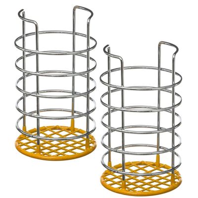 Set van 2x stuks ronde keukengerei houder zilver/geel 19,5 cm van RVS