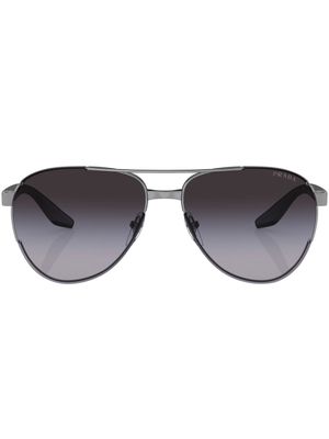 Prada Linea Rossa lunettes de soleil à logo imprimé - Gris