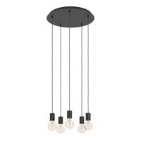 Stars of Light 5-lichts hanglamp Huebro zwart rond 390267