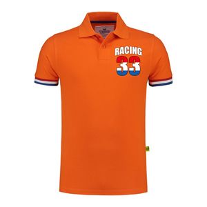 Racing 33 coureur supporter / race fan luxe poloshirt met logo op borst 200 grams oranje voor heren