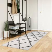 VidaXL Vloerkleed pamplona shaggy hoogpolig 80x250 cm crème en zwart