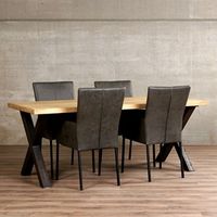 Set van 4 leren eetkamerstoelen - grijs leer - Echt leer, Modern, ontdek de vele Leersoorten en Kleuren bij ShopX