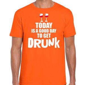 Koningsdag t-shirt good day to get drunk oranje voor heren