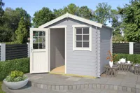 Outdoor Life Products | Tuinhuis Wels 230 x 230 | Gecoat | Platinum Grey-Wit - thumbnail