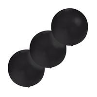 Set van 3x stuks groot formaat zwarte ballon met diameter 60 cm