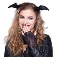 Vleermuis haarband diadeem met vleugels - zwart - Halloween verkleed accessoires - voor dames