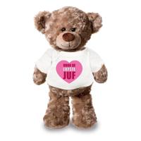Knuffel teddybeer - liefste juf - 24 cm - pluche - met shirt