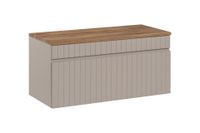 Comad Iconic Cashmere badkamermeubel 100cm met eiken toppaneel taupe