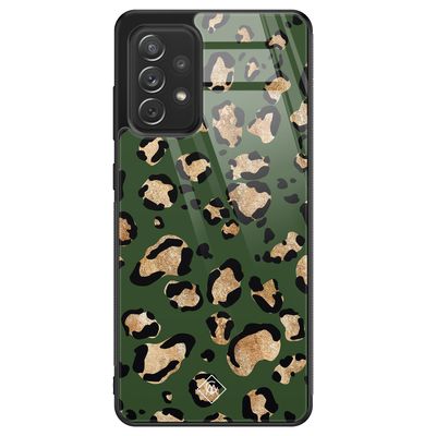 Samsung Galaxy A52 glazen hardcase - Luipaard groen