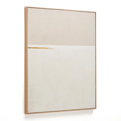 Kave Home Schilderij 'Salin' Horizontale streep, Linnen, 100 x 80cm