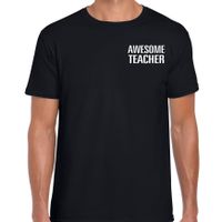 Awesome teacher / geweldige leraar cadeau t-shirt zwart op borst voor heren 2XL  - - thumbnail