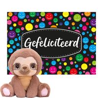 Keel toys - Cadeaukaart Gefeliciteerd met knuffeldier luiaard 25 cm