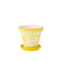 J-Line Flowerpot+Plate Granada Handmade+Painted Ceramic Yellow Larg - thumbnail