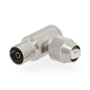 Nedis IEC (Coax) Connector | 90° Gehoekt | Female | Vernikkeld | 75 Ohm | Schroef | Diameter kabelinvoer: 7.0 mm | Metaal | Zilver | 2 Stuks | Gift