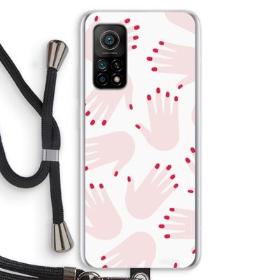 Hands pink: Xiaomi Mi 10T 5G Transparant Hoesje met koord