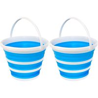 Emmer opvouwbaar - 2x - 15L - blauw/wit - kunststof en rubber