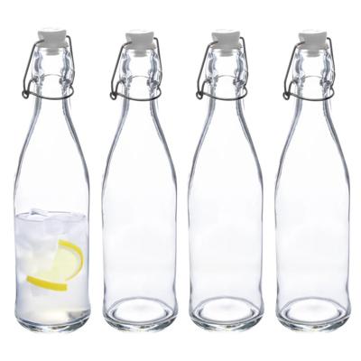 5Five Beugelfles/weckfles - 4x - glas - transparant - luchtdicht - 0.5 liter - waterfles - limonade