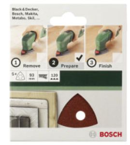 Bosch Accessoires Schuurblad 93mm | G180 | Wp | 6 Gaten | Velc | 5-delig - 2609256A52