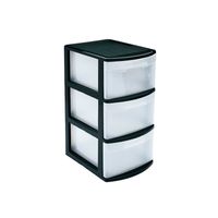 Ladeblok/bureau organizer met 3x lades zwart/transparant L39 x B28.5 x H58.5 cm