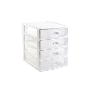 Ladeblok/bureau organizer met 4x lades wit/transparant L35,5 x B27 x H35 cm