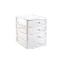 Ladeblok/bureau organizer met 4x lades wit/transparant L35,5 x B27 x H35 cm - thumbnail