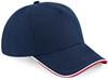 Beechfield CB25c Authentic 5 Panel Cap - Piped Peak - French Navy/Classic Red/White - One Size