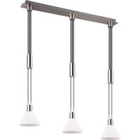 LED Hanglamp 3-lichts Rond - E27 Fitting - Mat Nikkel Metaal & Glas