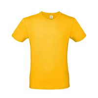 Geel basic t-shirt met ronde hals voor heren van katoen 2XL (56)  - - thumbnail