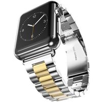 Bandje geschikt voor Apple Watch 42/44MM - Maat One Size - Metalen band - Polsband - Vlindersluiting - Metaal - Zilver/Goud