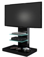 Tv-meubel Marino van 133 cm hoog in Hoogglans zwart - thumbnail