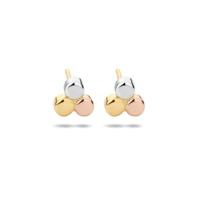 14k Tricolor Gouden Oorknoppen Rond 5.4x5.8mm Geel Rosé Wit