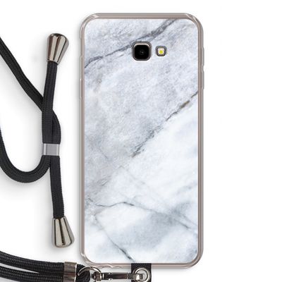 Witte marmer: Samsung Galaxy J4 Plus Transparant Hoesje met koord