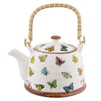 Clayre & Eef Theepot met Filter 700 ml Beige Geel Keramiek Rond