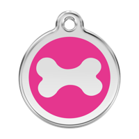 Bone Hot Pink roestvrijstalen hondenpenning large/groot dia. 3,8 cm - Reddingo Bone Hot Pink roestvrijstalen hondenpenning large/groot dia. 3,8 cm - Reddingo