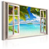 Schilderij - Door het raam, zicht op het paradijs