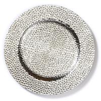 Kaarsenbord/plateau - zilver glimmend - D33 cm rond