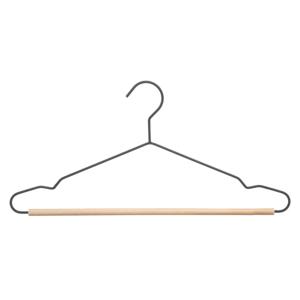 Kledinghangers - 2x - zwart - 44 x 19 cm - metaal/hout - Kledingkast hangers/kleerhangers
