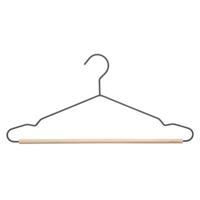Kledinghangers - 2x - zwart - 44 x 19 cm - metaal/hout - Kledingkast hangers/kleerhangers