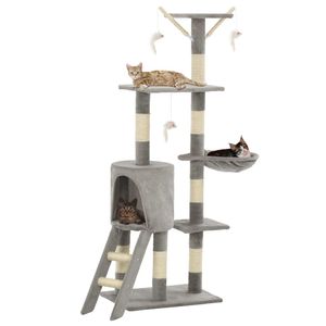 VidaXL Kattenkrabpaal met sisal krabpalen 138 cm grijs