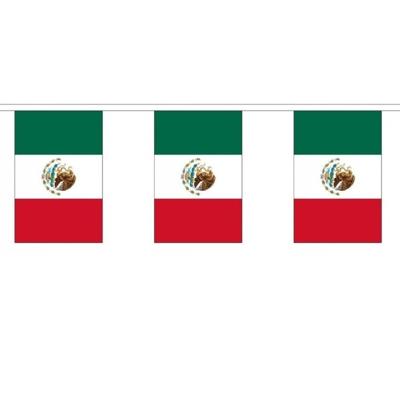Mexico vlaggetjes vlaggenlijn - 300 cm - landen slingers versiering - polyester