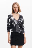 Trui met krantenprint - BLACK - XXL