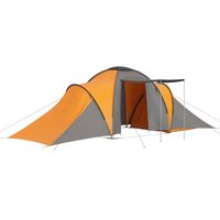 vidaXL Tent 6-persoons grijs en oranje - thumbnail