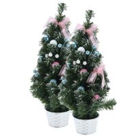 2x stuks kunstbomen/kunst kerstbomen inclusief kerstversiering 50 cm kerstversiering