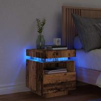 Nachtkastje met LED-verlichting 40x39x48,5 cm oud houtkleurig